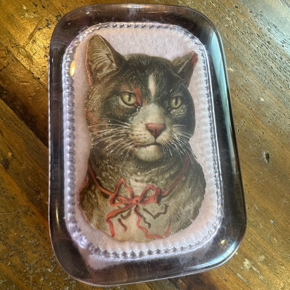Vintage Cat Glass Paper Weight